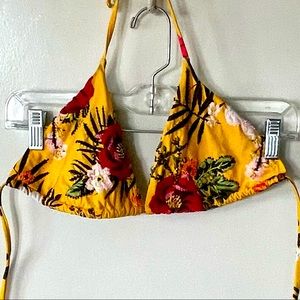 Agua Bendita Yellow Floral Bikini Top